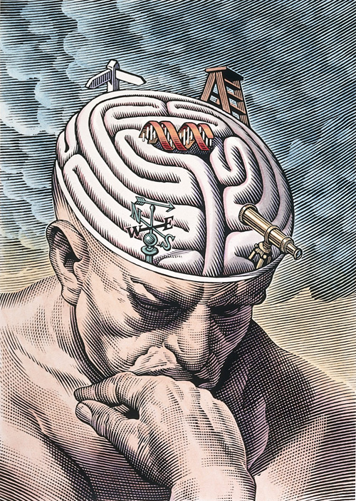 The Gyri of the Thinker's Brain